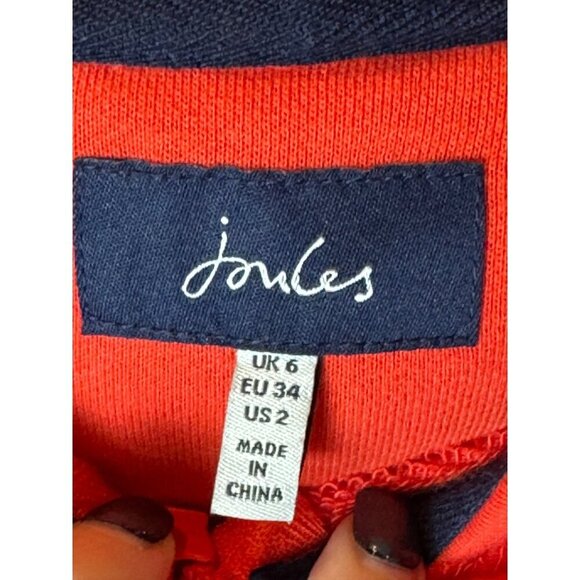 Joules Jacket Women 2 Red White Striped Oakham Full Zip Hoodie Sweatshirt Preppy - Picture 10 of 11